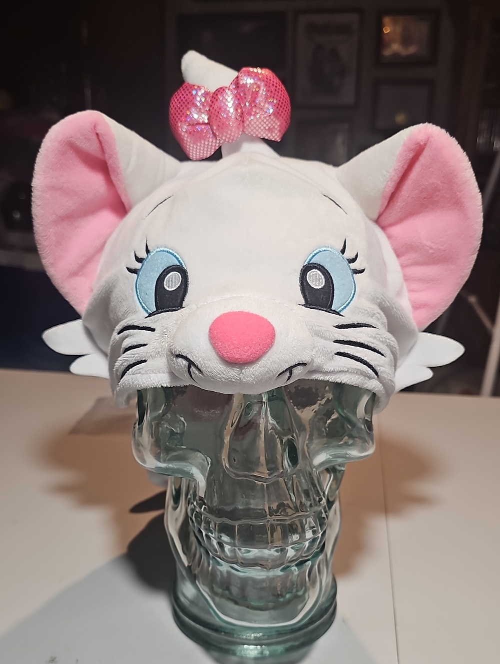 Disney Hong Kong Marie Cat Plush Hat with Sequin Bow